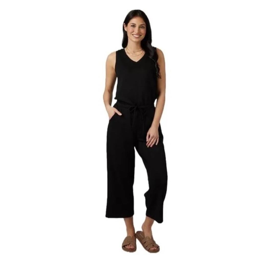 New 32 Degrees Cool Studio Tech Jumpsuit Black Knit Sleeveless Pockets Womens XL